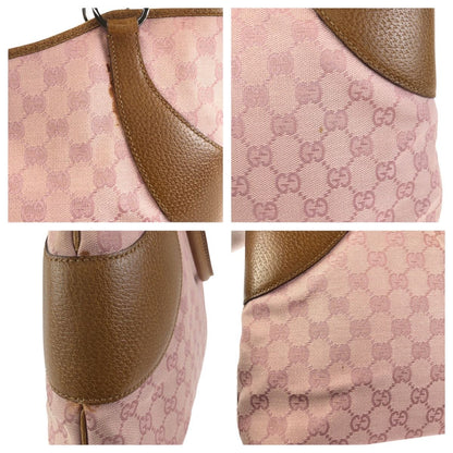 Gucci Pink Brown Silver GG Canvas Leather Tote Shoulder Bag — view 5