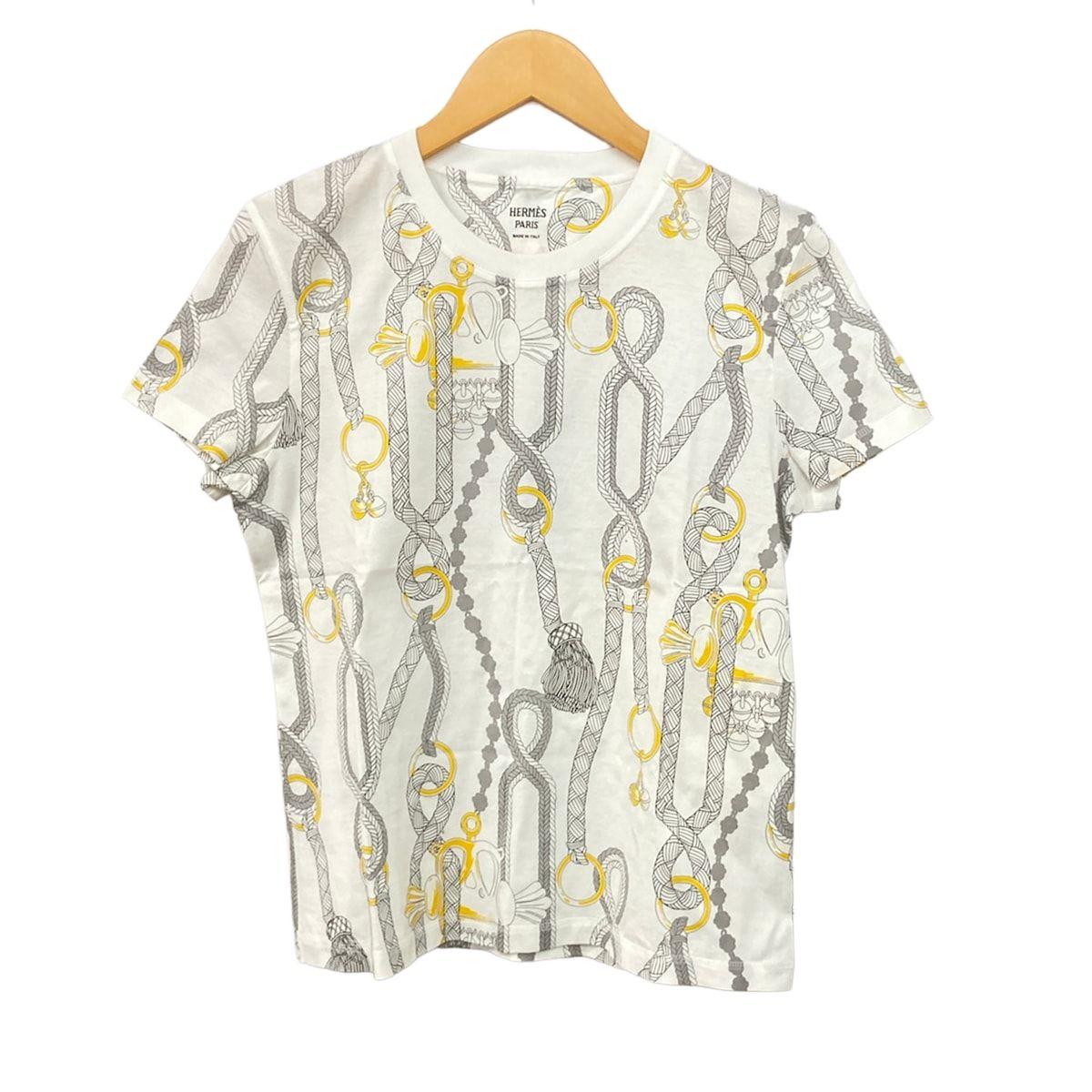 Hermes Short Sleeve T-Shirt Suede White Black Multi Cru Neck Parfluor Remix