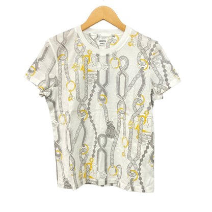 Hermes Short Sleeve T-Shirt Suede White Black Multi Cru Neck Parfluor Remix