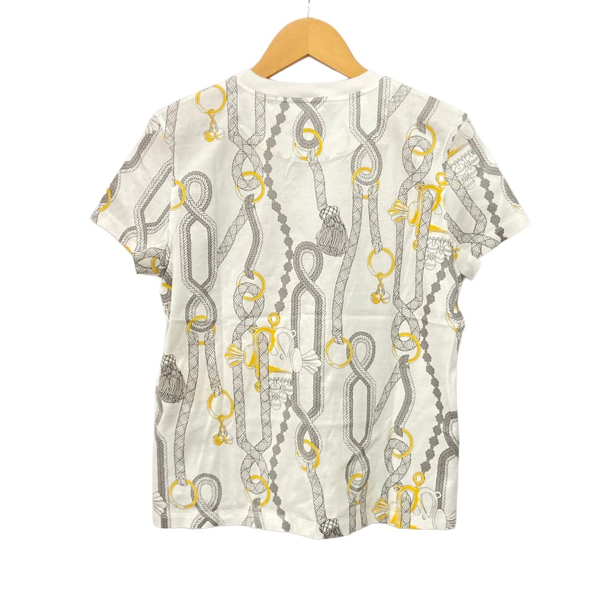 Hermes Short Sleeve T-Shirt Suede White Black Multi Cru Neck Parfluor Remix — view 2