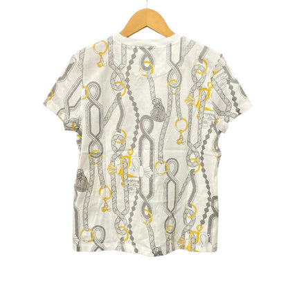 Hermes Short Sleeve T-Shirt Suede White Black Multi Cru Neck Parfluor Remix — view 2