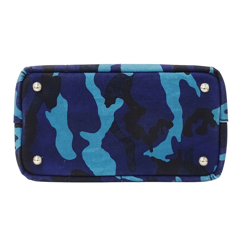 Prada Tote 2-Way Shoulder Bag Canapa Mini Canvas Navy Camouflage — view 3