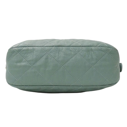 Chanel Quilted Shoulder Bag Leather Green Gold Chain — view 3
