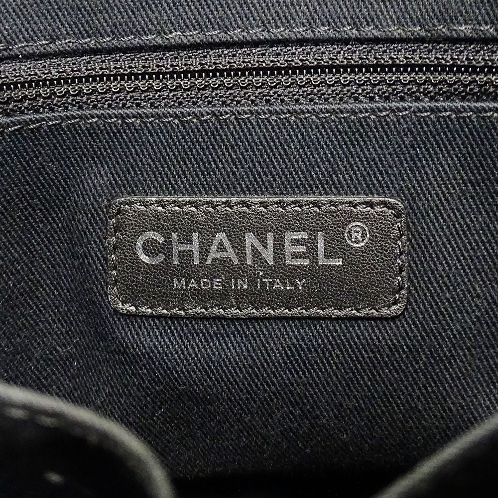 Chanel Quilted Tote Caviar Leather Black Silver Chain Large — view 6