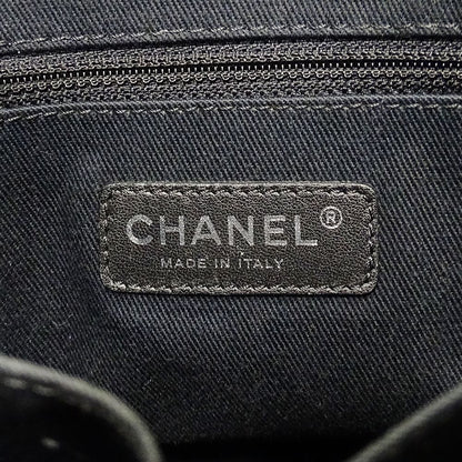 Chanel Quilted Tote Caviar Leather Black Silver Chain Large — view 6