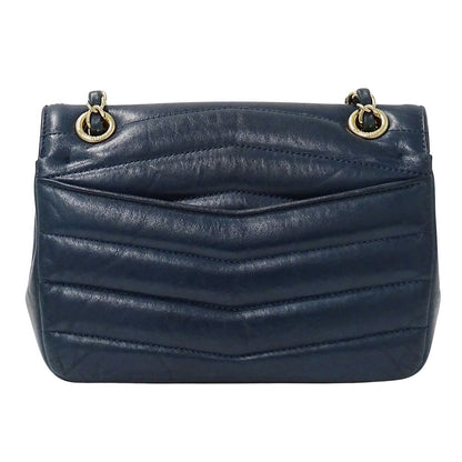 Chanel Shoulder Bag Leather Blue Green Gold Chain — view 2
