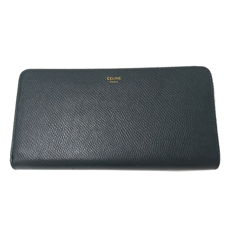 Celine Wallet Leather Moss Green Zip Around Simple