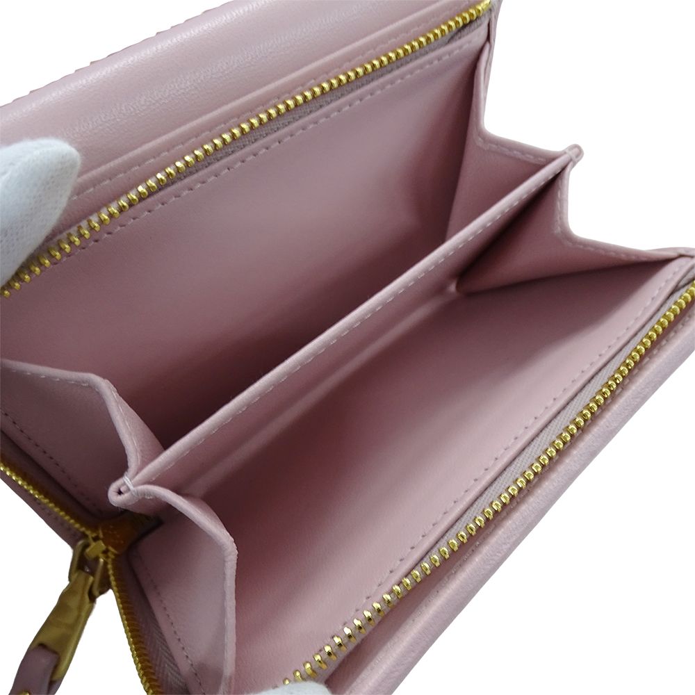 Miu Miu Miu Wallet Bifold Matelasse Leather Alaba Star Pink Gold — view 4