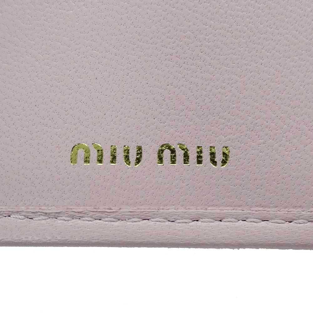 Miu Miu Miu Wallet Bifold Matelasse Leather Alaba Star Pink Gold — view 6
