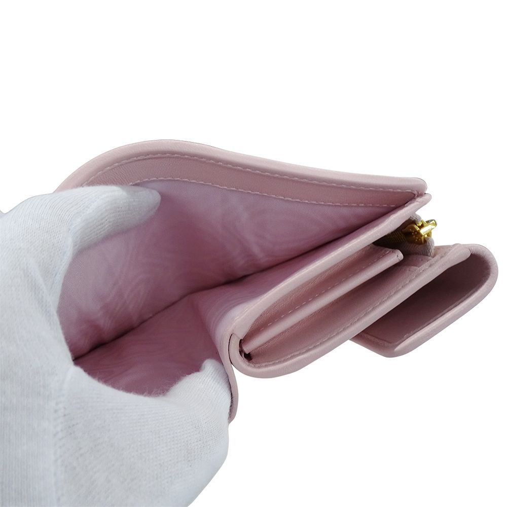 Miu Miu Miu Wallet Bifold Matelasse Leather Alaba Star Pink Gold — view 7