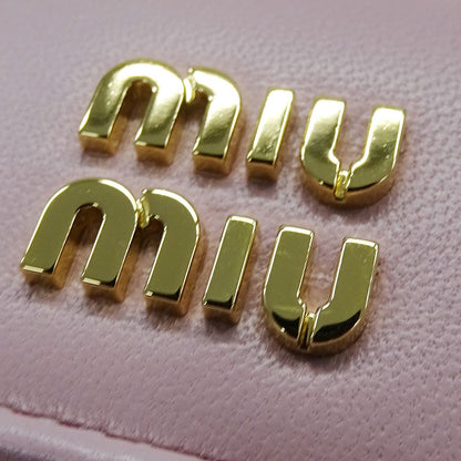 Miu Miu Miu Wallet Bifold Matelasse Leather Alaba Star Pink Gold — view 9