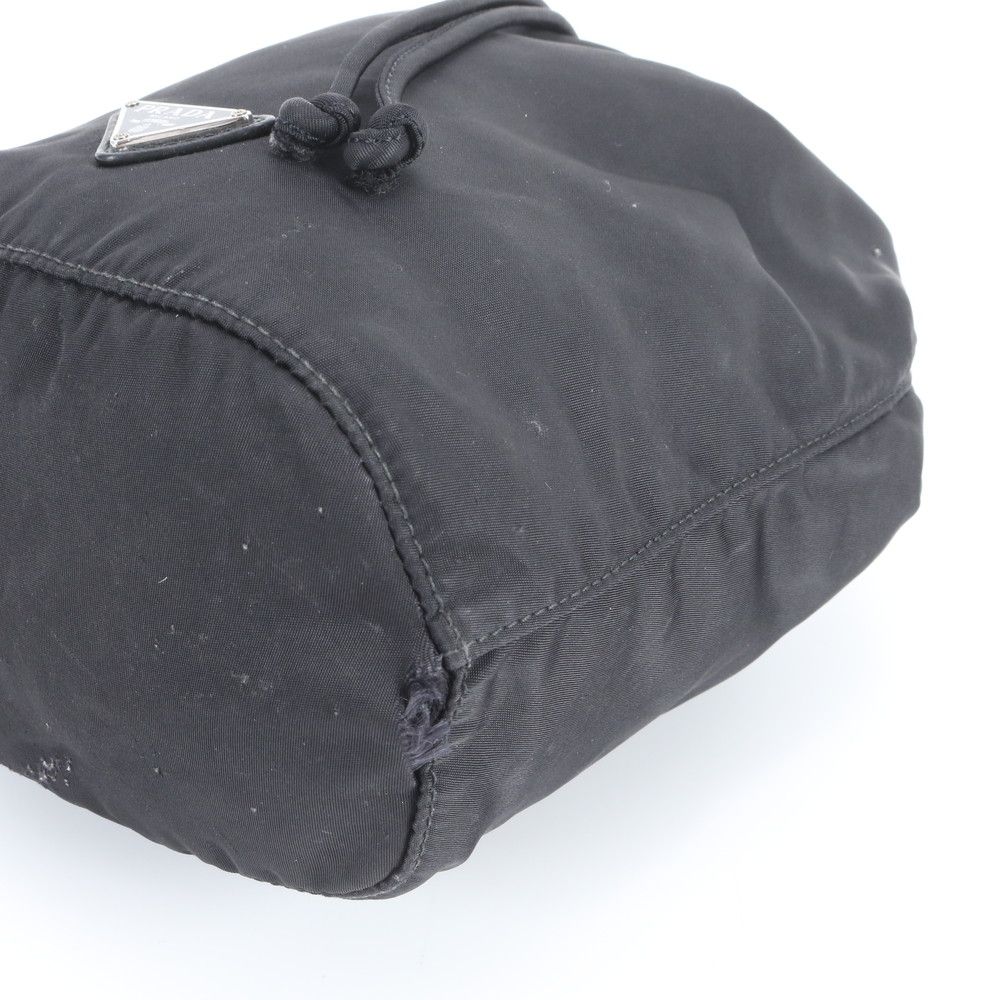 Prada Tessuto Nylon Triangle Logo Leather Pouch Hand Black Ewe — view 3