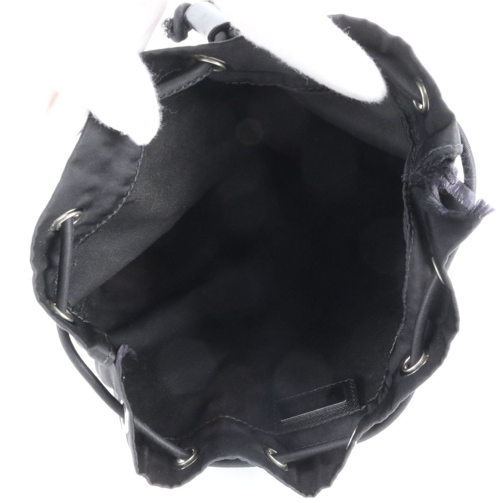 Prada Tessuto Nylon Triangle Logo Leather Pouch Hand Black Ewe — view 6