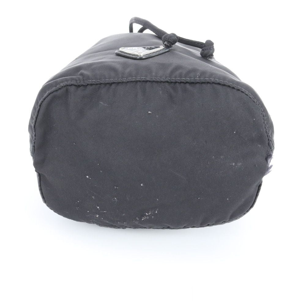 Prada Tessuto Nylon Triangle Logo Leather Pouch Hand Black Ewe — view 4