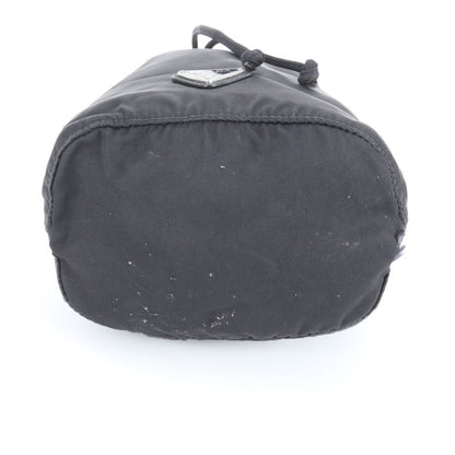 Prada Tessuto Nylon Triangle Logo Leather Pouch Hand Black Ewe — view 4
