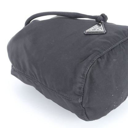 Prada Tessuto Nylon Triangle Logo Leather Pouch Hand Black Ewe — view 5