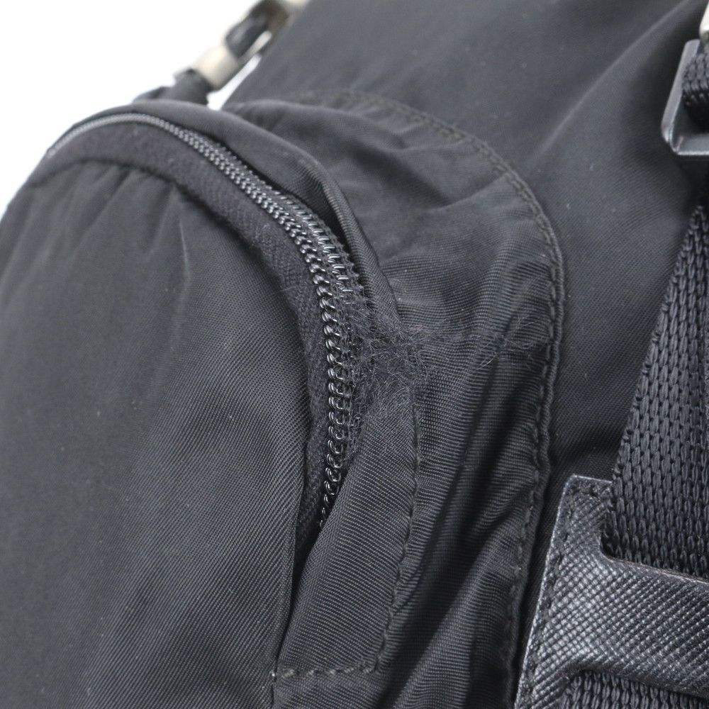 Prada Tessuto Nylon Triangle Logo Leather Backpack Shoulder — view 8
