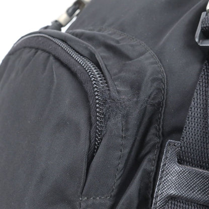 Prada Tessuto Nylon Triangle Logo Leather Backpack Shoulder — view 8