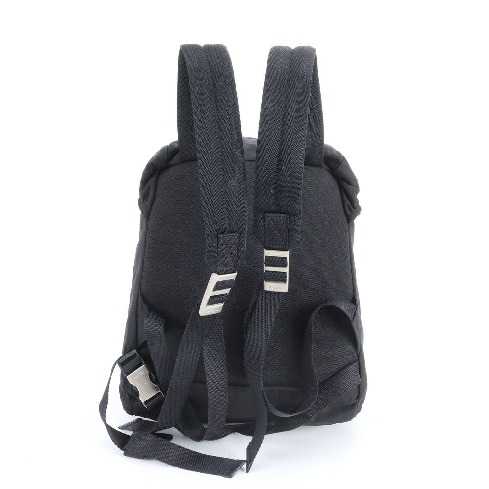 Prada Tessuto Nylon Triangle Logo Leather Backpack Shoulder — view 3