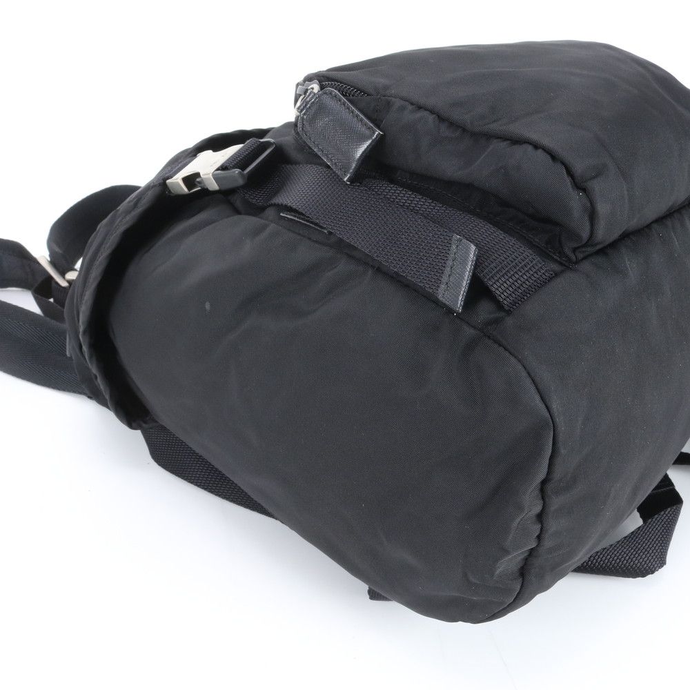 Prada Tessuto Nylon Triangle Logo Leather Backpack Shoulder — view 6