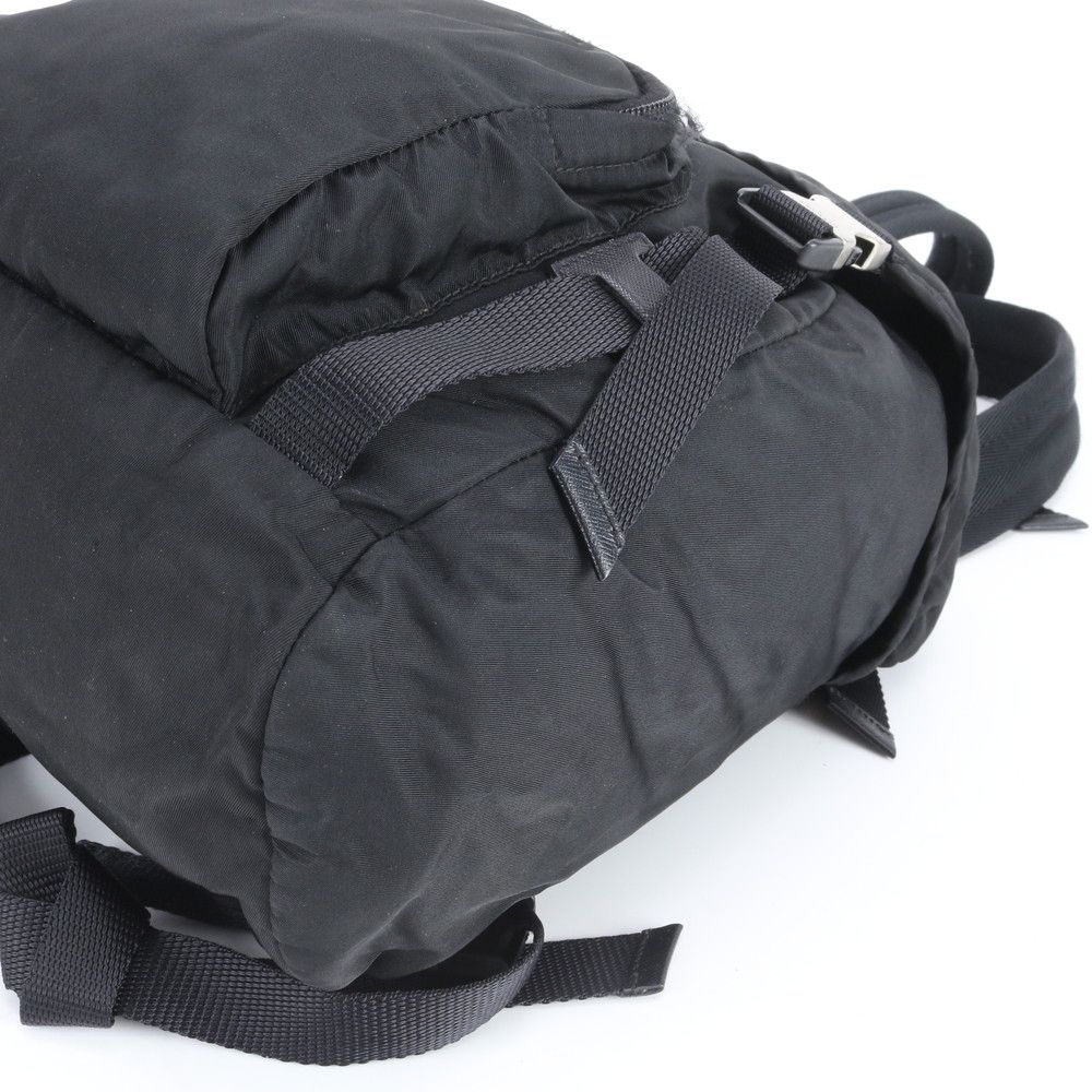 Prada Tessuto Nylon Triangle Logo Leather Backpack Shoulder — view 4