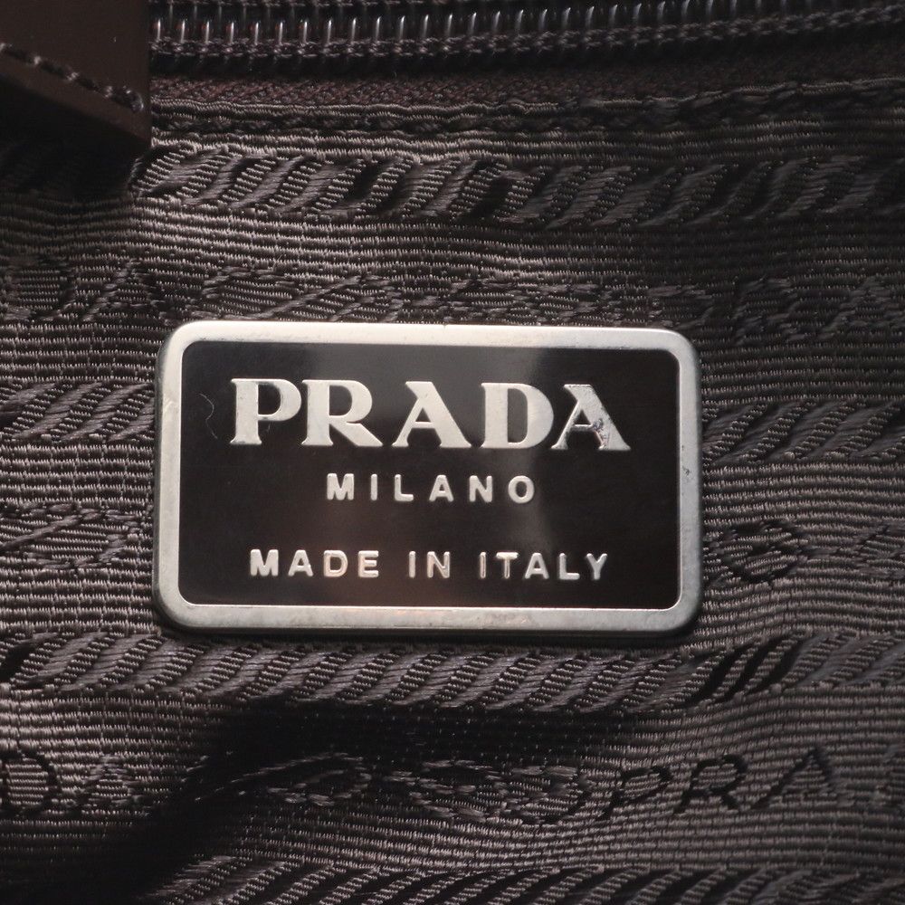 Prada Tessuto Nylon Triangle Logo Leather Backpack Ebe — view 9