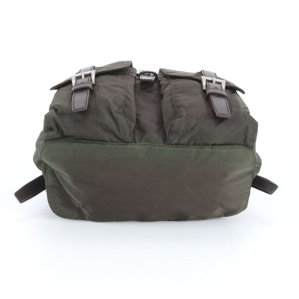 Prada Tessuto Nylon Triangle Logo Leather Backpack Ebe — view 5