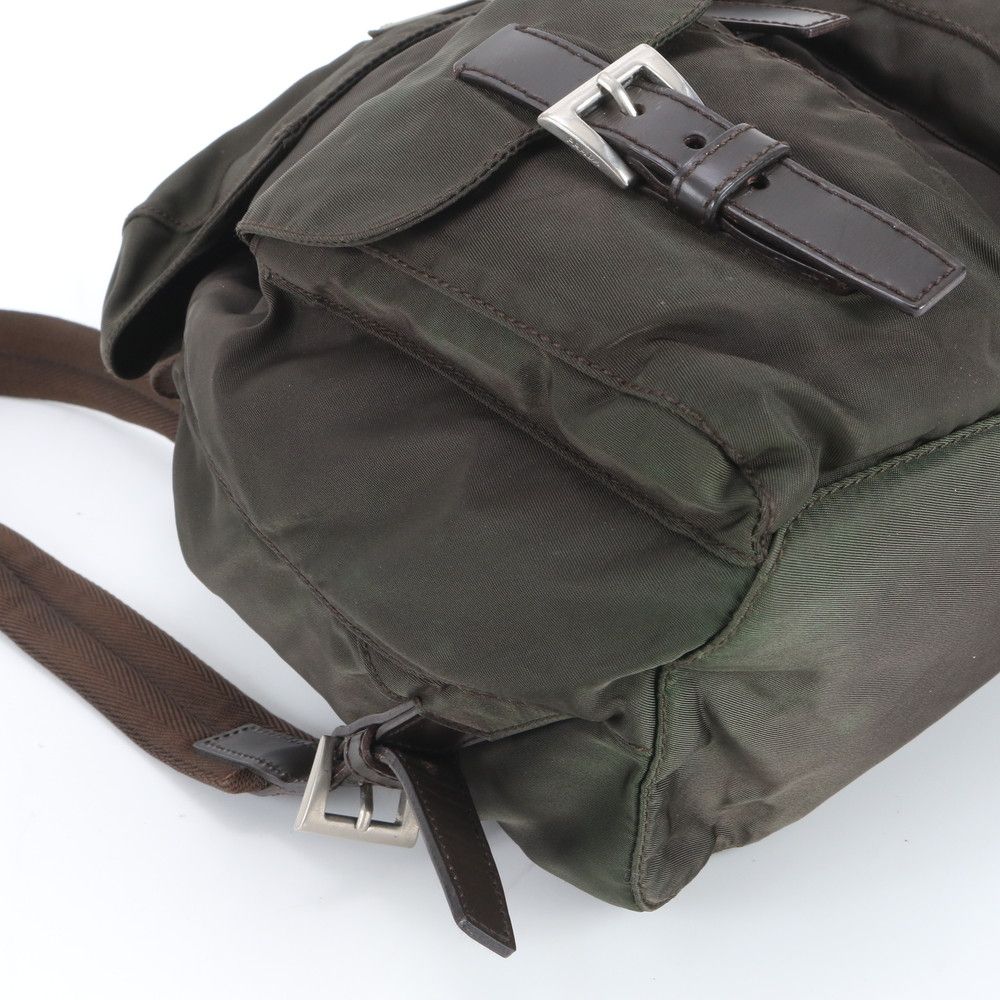 Prada Tessuto Nylon Triangle Logo Leather Backpack Ebe — view 7