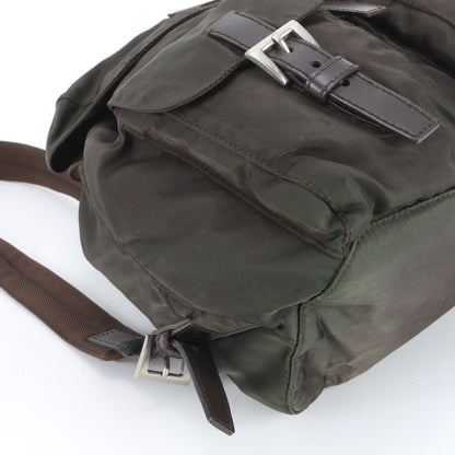 Prada Tessuto Nylon Triangle Logo Leather Backpack Ebe — view 7