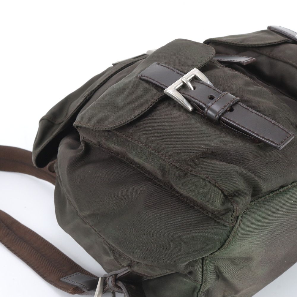 Prada Tessuto Nylon Triangle Logo Leather Backpack Ebe — view 6