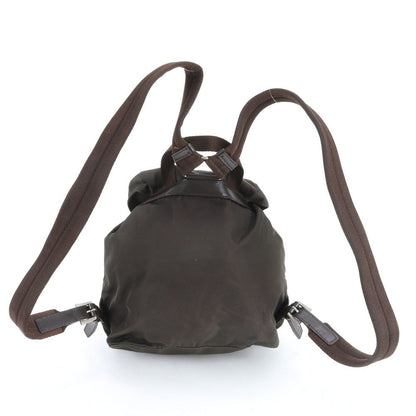 Prada Tessuto Nylon Triangle Logo Leather Backpack Ebe — view 3