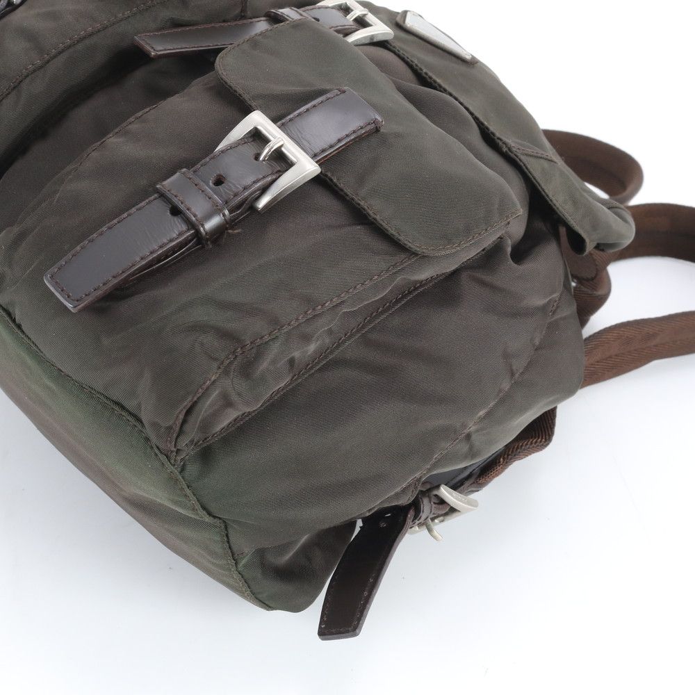 Prada Tessuto Nylon Triangle Logo Leather Backpack Ebe — view 4
