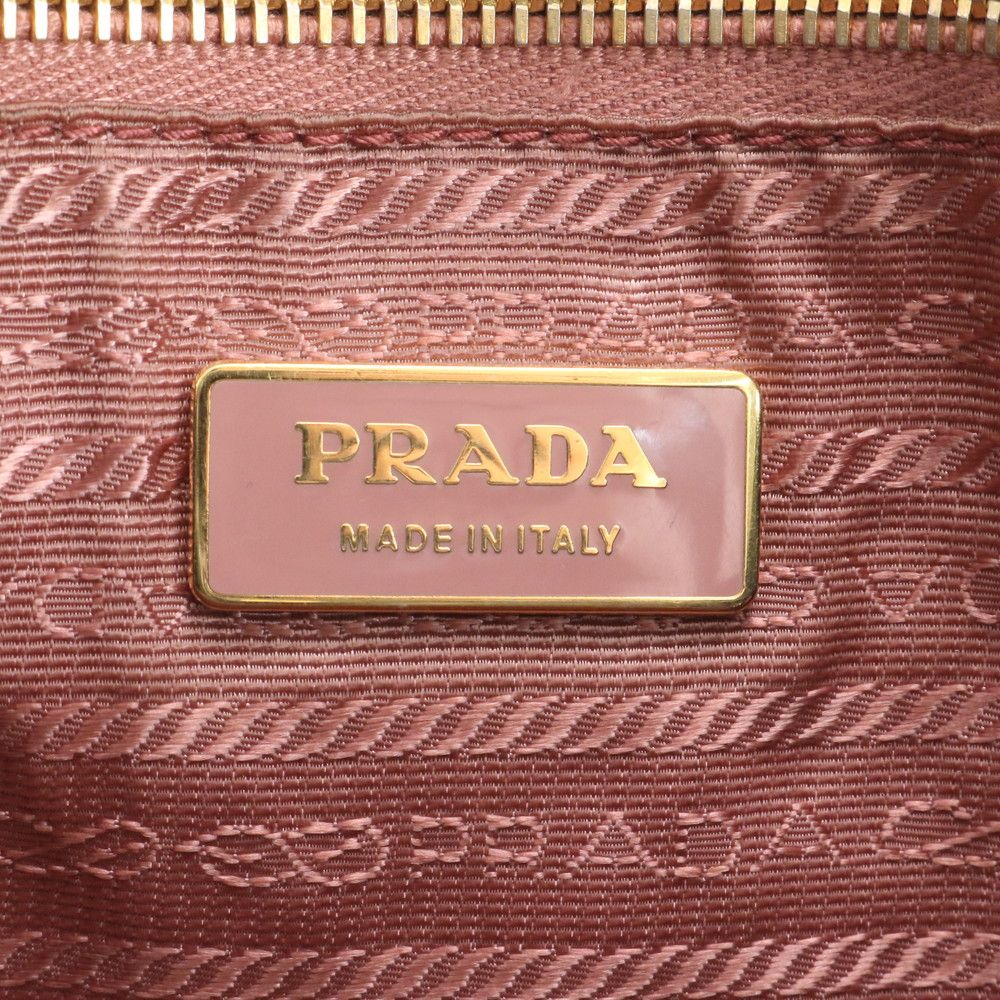 Prada Tessuto Nylon Ribbon Leather Handbag Tote Black Ebe — view 9