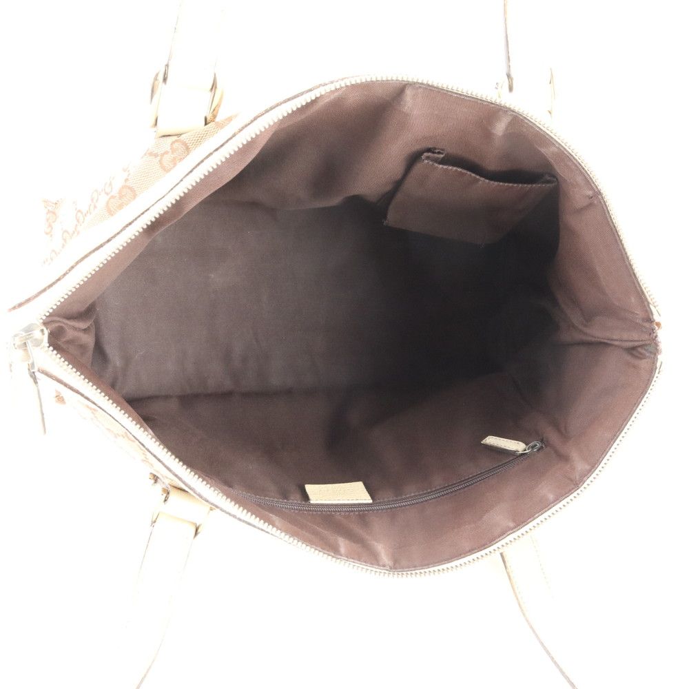 Gucci GG Canvas Abbey Leather Tote Shoulder Hand Beige Mbe — view 9