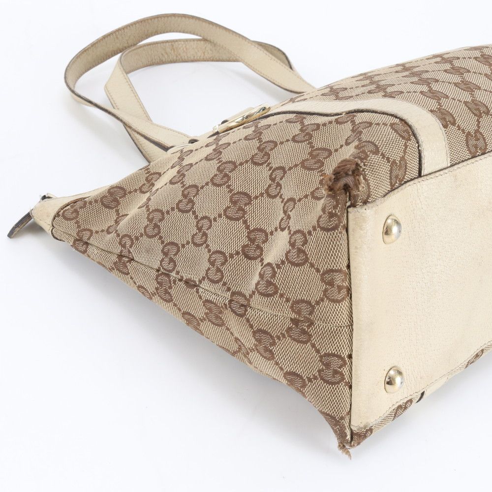 Gucci GG Canvas Abbey Leather Tote Shoulder Hand Beige Mbe — view 6
