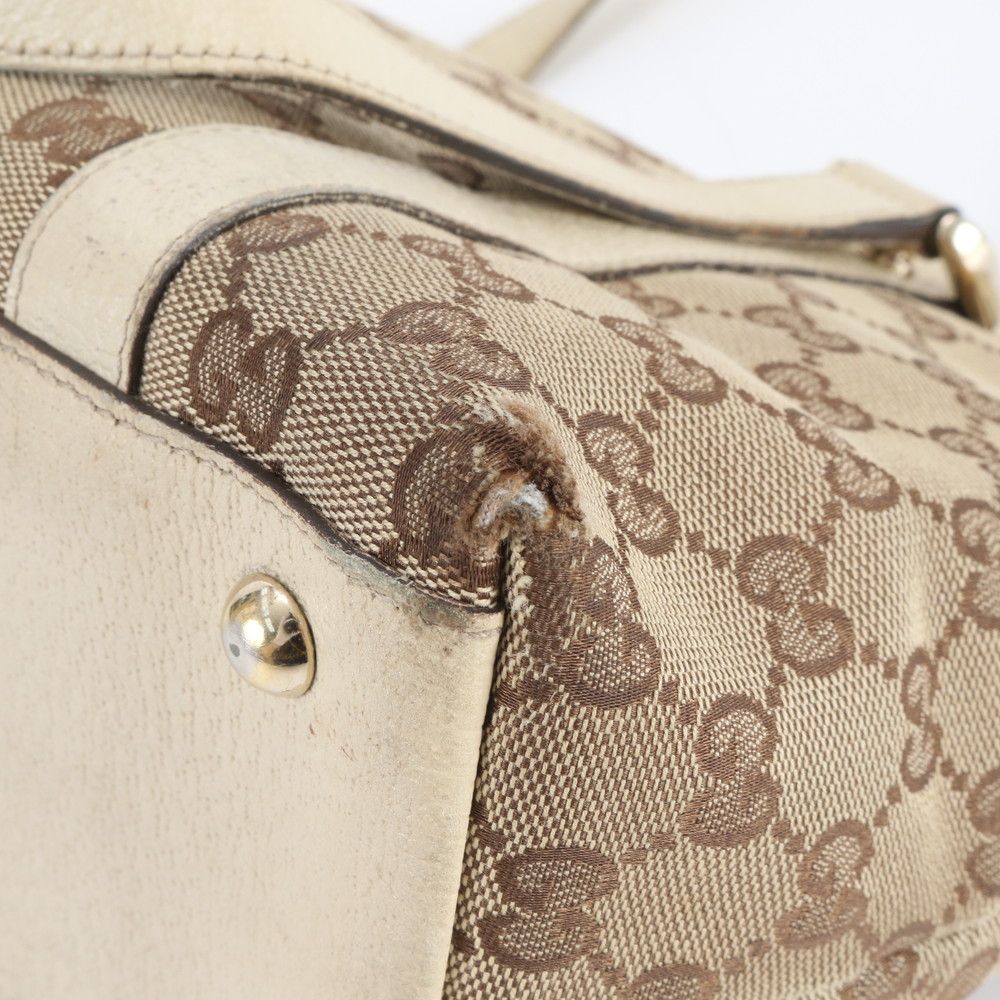 Gucci GG Canvas Abbey Leather Tote Shoulder Hand Beige Mbe — view 7