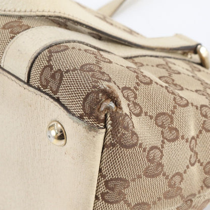 Gucci GG Canvas Abbey Leather Tote Shoulder Hand Beige Mbe — view 7