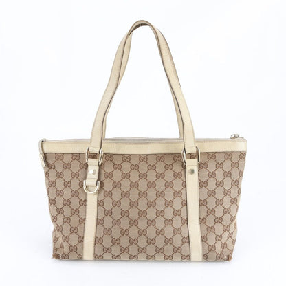 Gucci GG Canvas Abbey Leather Tote Shoulder Hand Beige Mbe — view 3