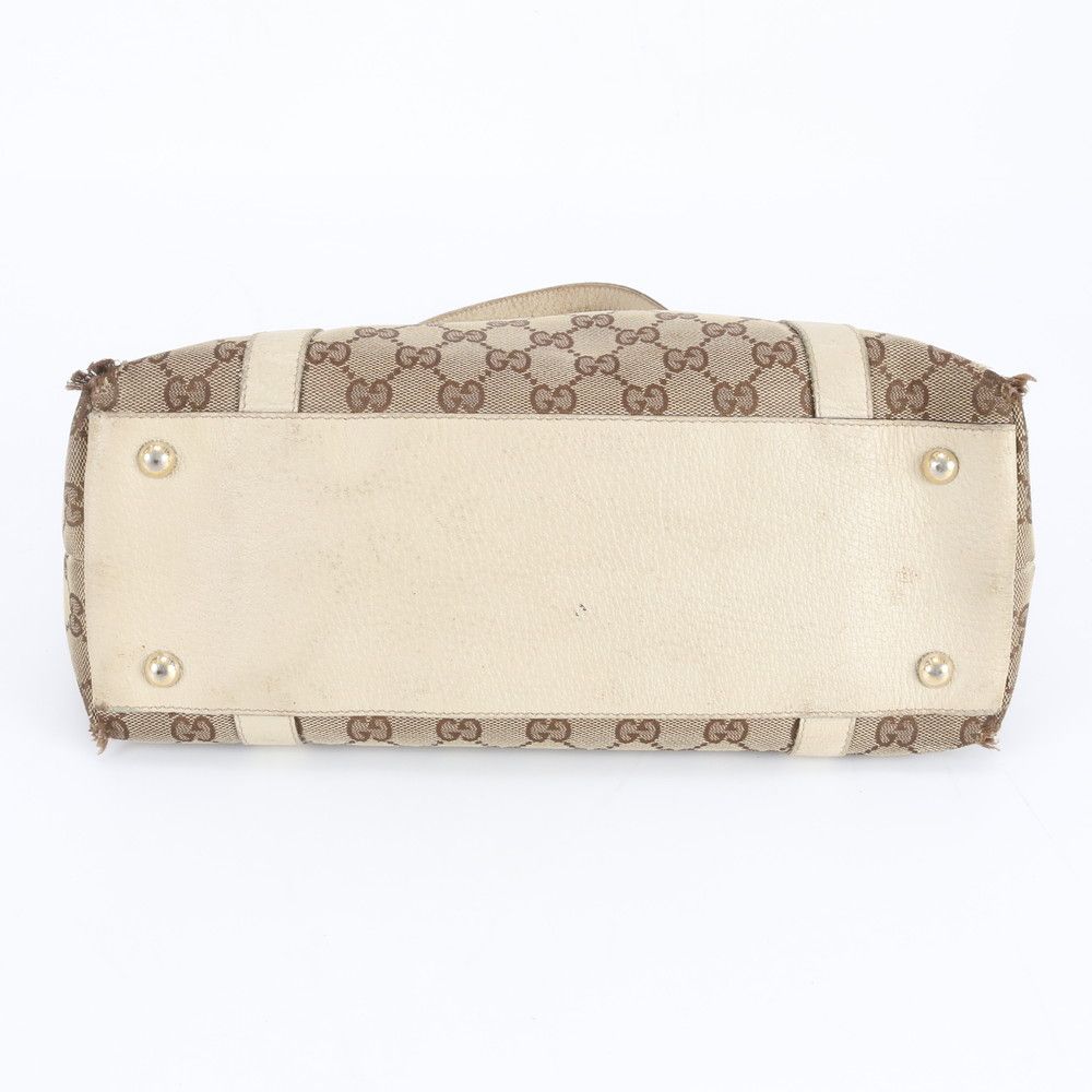 Gucci GG Canvas Abbey Leather Tote Shoulder Hand Beige Mbe — view 5