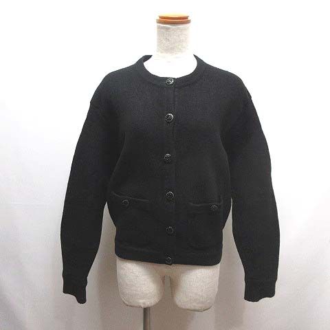 Chanel Coco Button Knit Cardigan 34 Black Wool Silk — view 3