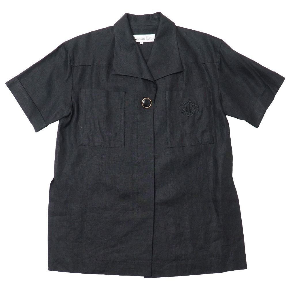 Dior Vintage Short Sleeve Shirt 9 All Linen Jacket Embroidery
