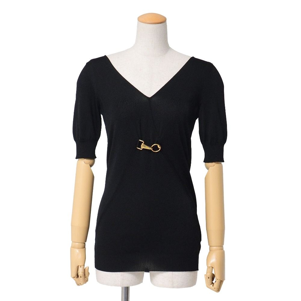 Gucci Sweater M Short Sleeve Rayon Neck Decoration