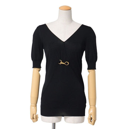 Gucci Sweater M Short Sleeve Rayon Neck Decoration