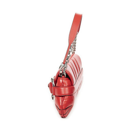 Gucci Horsebit Chain Red Matelasse Wave Leather Messenger Bag — view 3