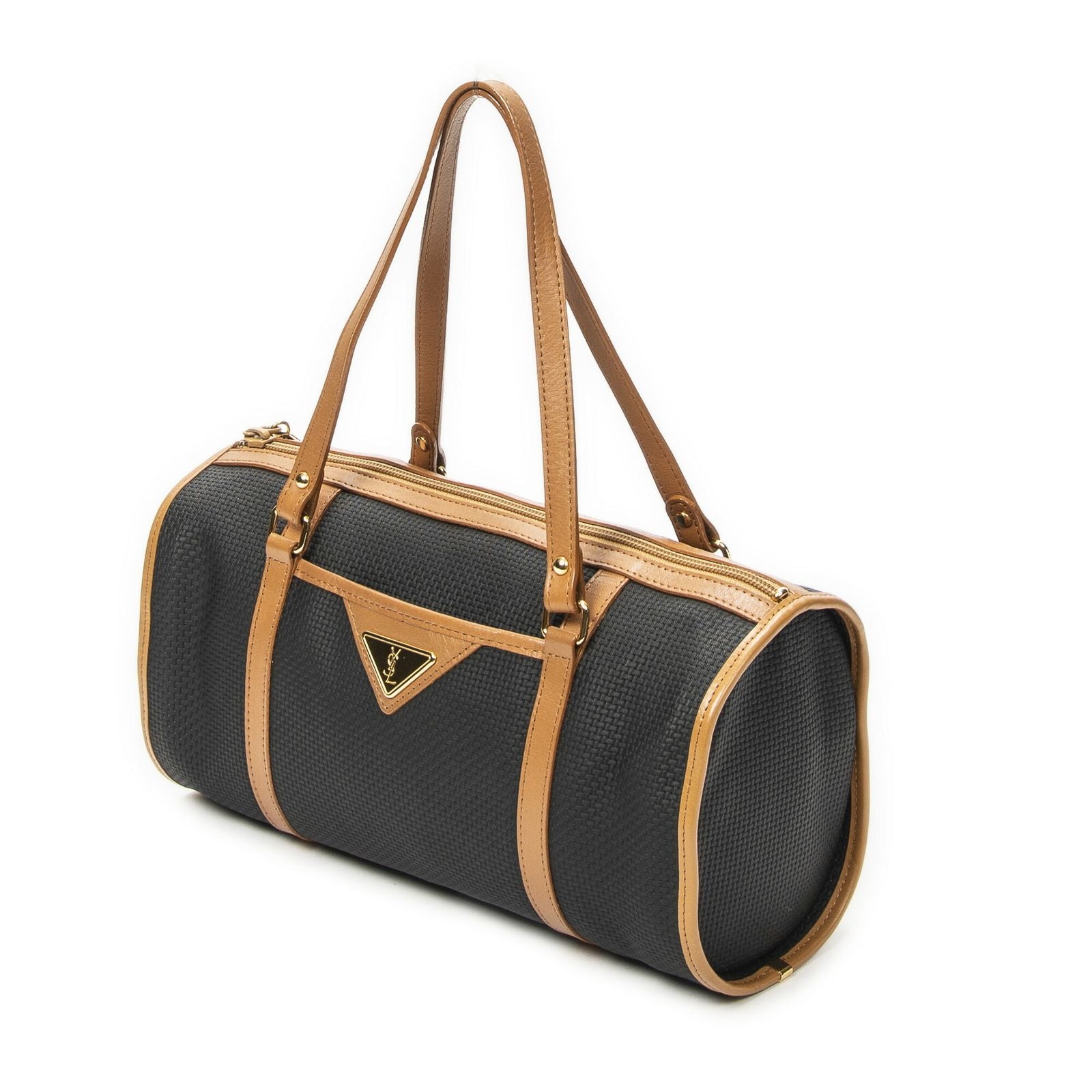 Saint Laurent Yves Vintage Barrel Bag Black Brown Van Gogh Canvas — view 2