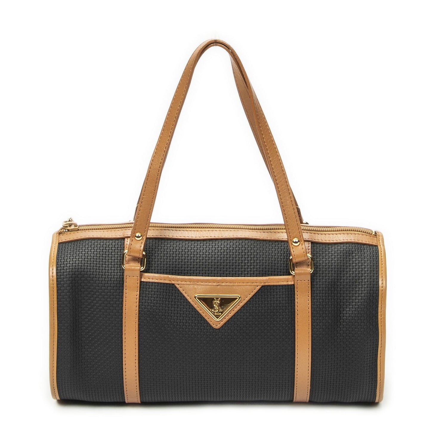 Saint Laurent Yves Vintage Barrel Bag Black Brown Van Gogh Canvas