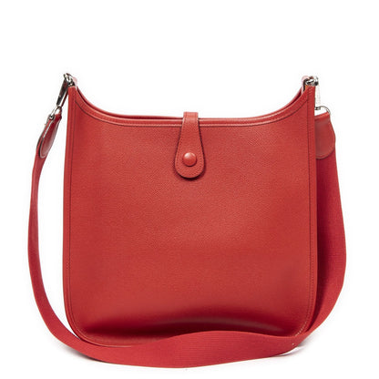Hermes Evelyne I Rouge Epsom Leather Messenger Bag — view 5