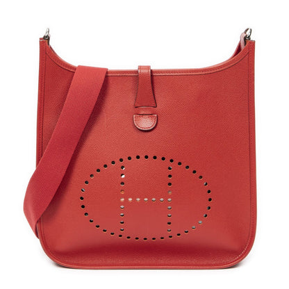 Hermes Evelyne I Rouge Epsom Leather Messenger Bag