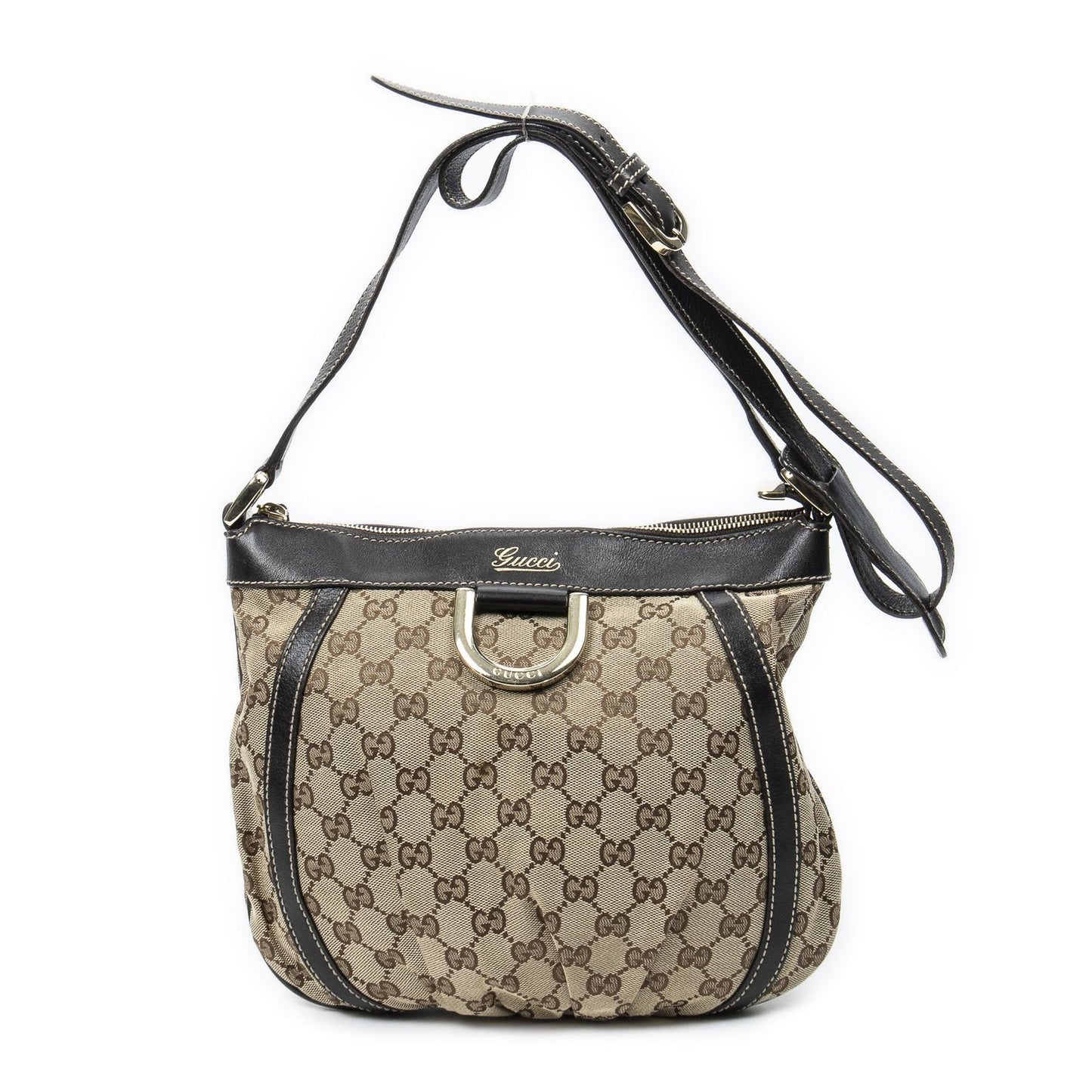 Gucci Abbey Shoulder Bag Beige Dark Brown GG Canvas