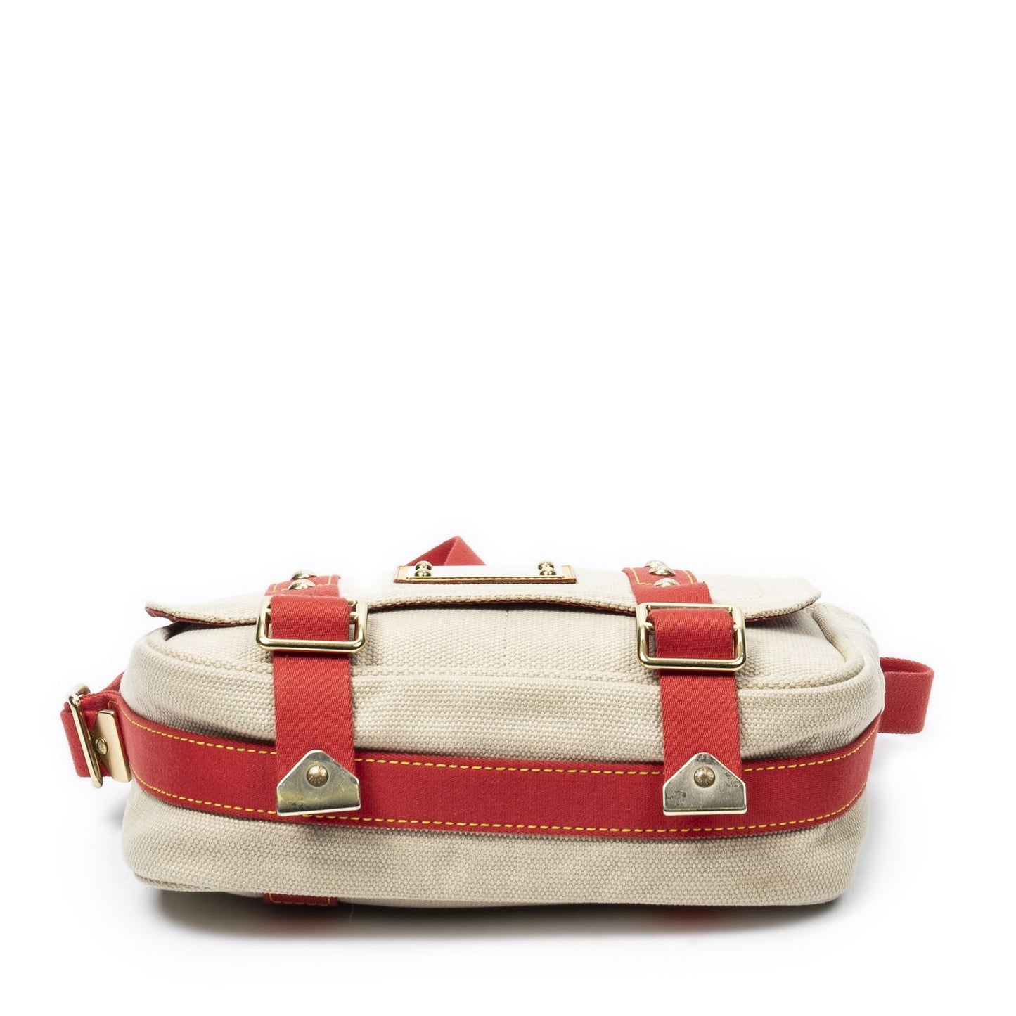 Louis Vuitton Antigua Besace Beige Red Woven Canvas Messenger Bag — view 6